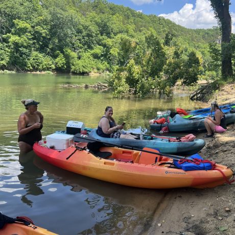 kayaks on the river