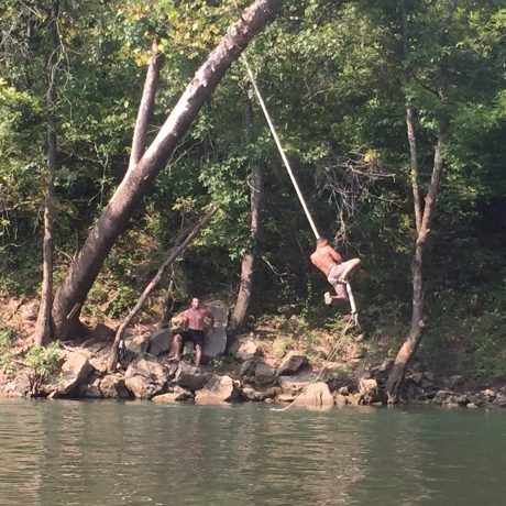 rope swing into the river